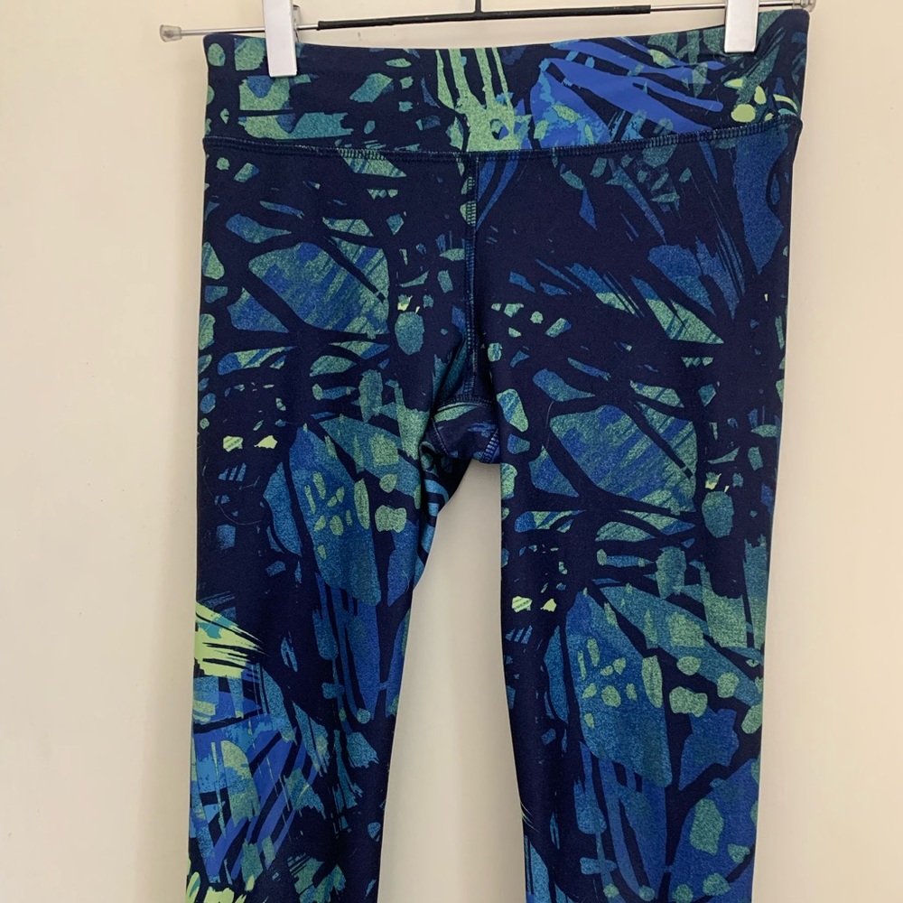 EUC X PBX workout Capri pants. Blue and green in color. Size S